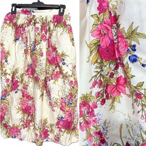 Vintage 1970s Floral Midi Skirt
